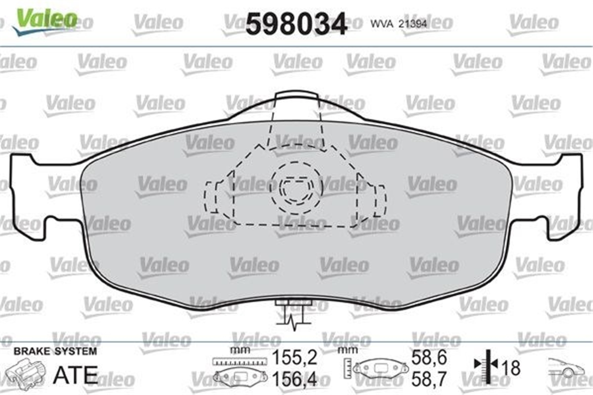 MONDEOÖN BALATA FİŞSİZ MONDEO 93-11.00 SCORPIO 93-98 VALEO 598034VALEOVALEO 598034
