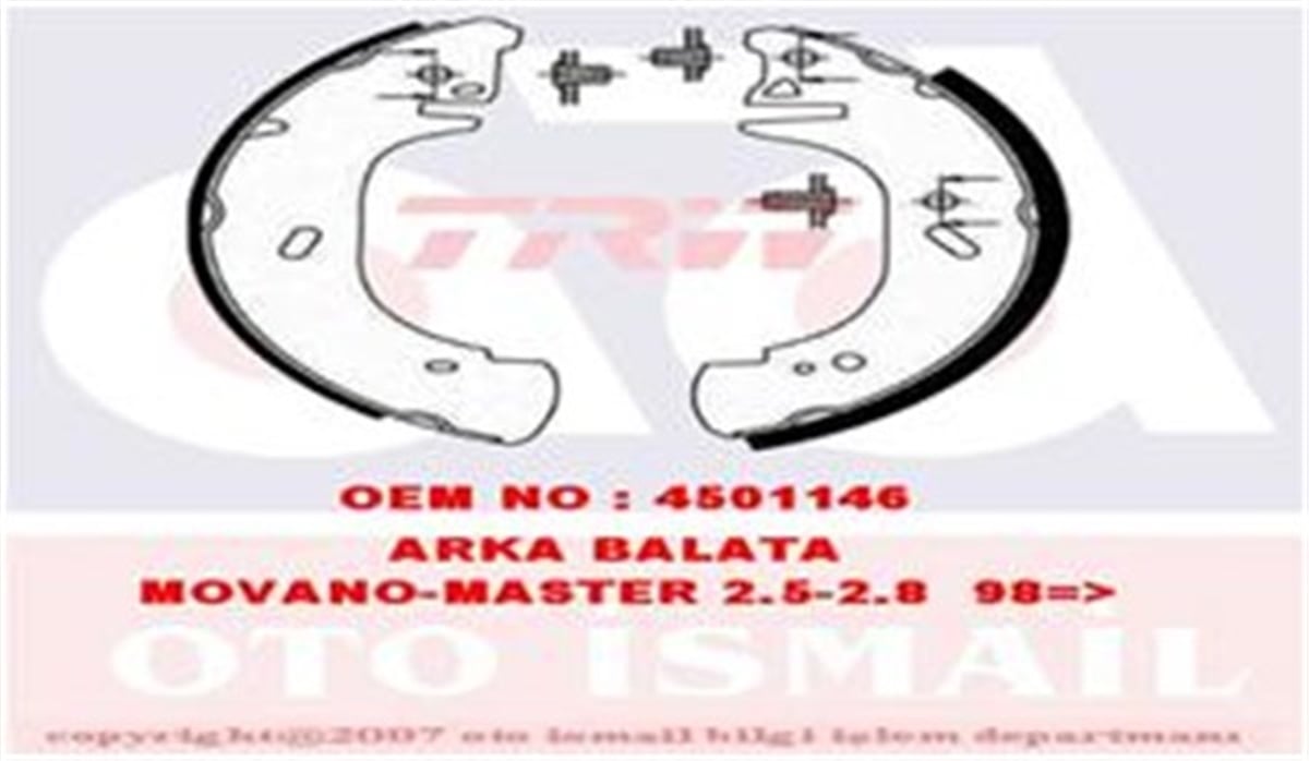 MOVANOARKA PABUÇ BALATA MOVANO 1.9TDİ 2.2TDİ 2.5D TDİ 2.8TDİ 3.0 98 MASTER 98 TRANSIT 94-00 280 TRW GS8630TRWTRW GS8630