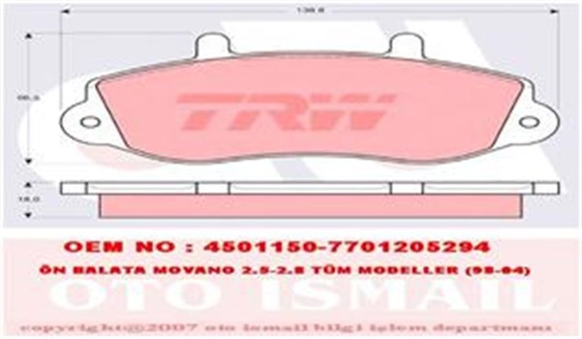 MOVANOÖN BALATA MASTER II 98 MOVANO 1.9 DTI 2.5 2.8 98 TRW GDB1380TRWTRW GDB1380