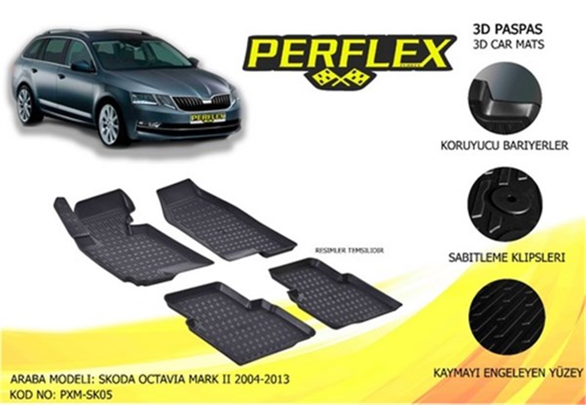 OCTAVIAPASPAS 3D X-MAT HAVUZLU SKODA OCTAVIA 08-13 SİYAH PERFLEX PXM-SK05PERFLEXPERFLEX PXM-SK05