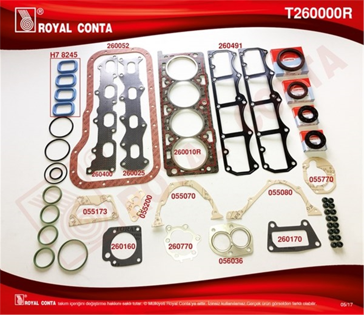 PALIOMOTOR TAKIM CONTA CORTECO KEÇELİ PALIO-MAREA-SIENA-BRAVA 1.6 ROYAL T260000RROYALROYAL T260000R