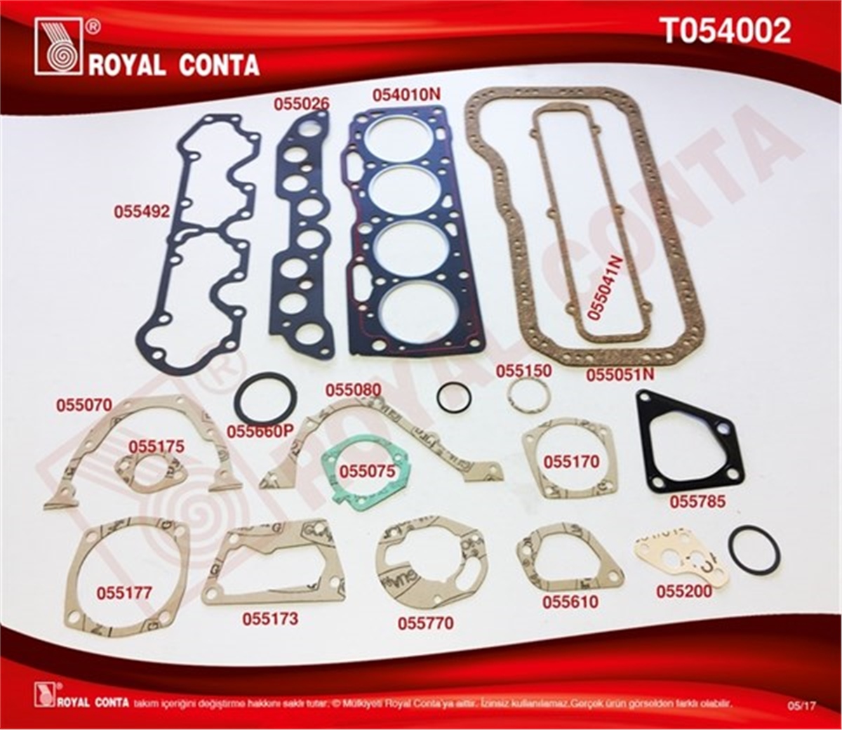 PALIOMOTOR TAKIM CONTA STD. KEÇESİZ UNO-TIPO -PALIO-MAREA 1.4 ROYAL T054002ROYALROYAL T054002