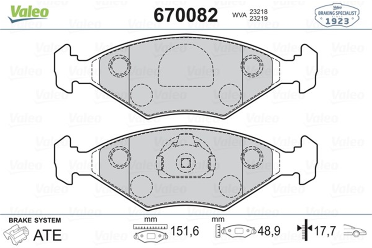 PALIOÖN BALATA PALIO 98-01 VALEO 670082VALEOVALEO 670082