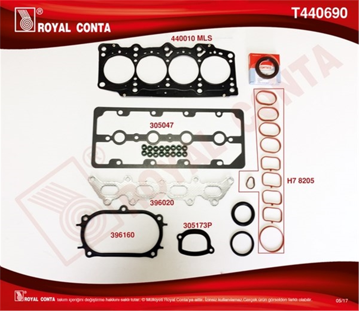 PALIOÜST TAKIM CONTA KEÇELİ PALIO-GRANDE PUNTO-LINEA 1.4 16V ROYAL T440690ROYALROYAL T440690