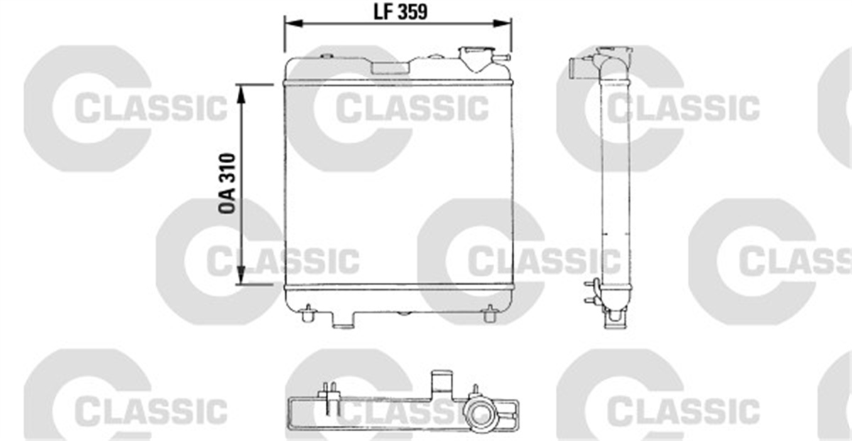 PANDARADYATOR CLASSIC PANDA 0.65-0.8-0.9 80-04 AC- MEK 360X310X34 VALEO 383053VALEOVALEO 383053