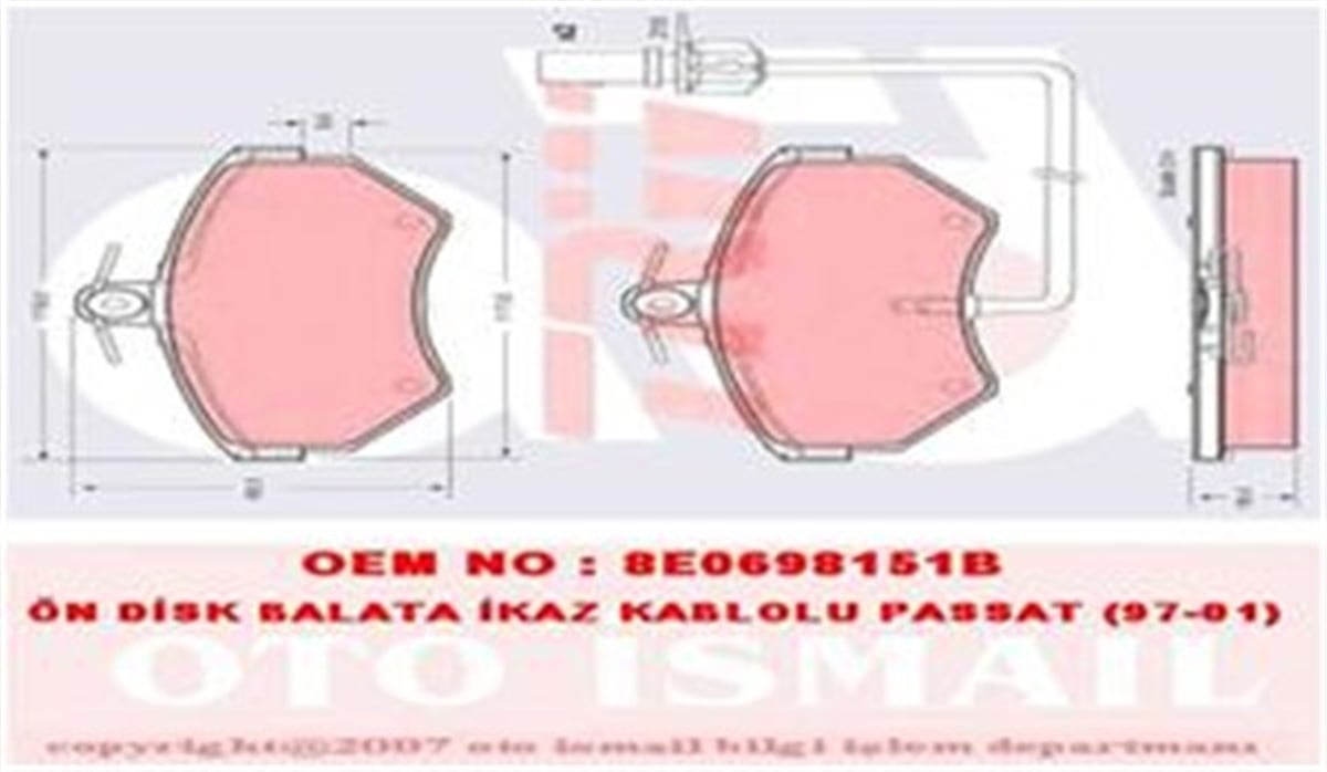 PASSATFREN BALATASI ÖN FDB1451 (ALTTAN FİŞLİ) 8E0698151M VW PASSAT-A4 97- BM TRW TRW GDB1366TRWTRW GDB1366