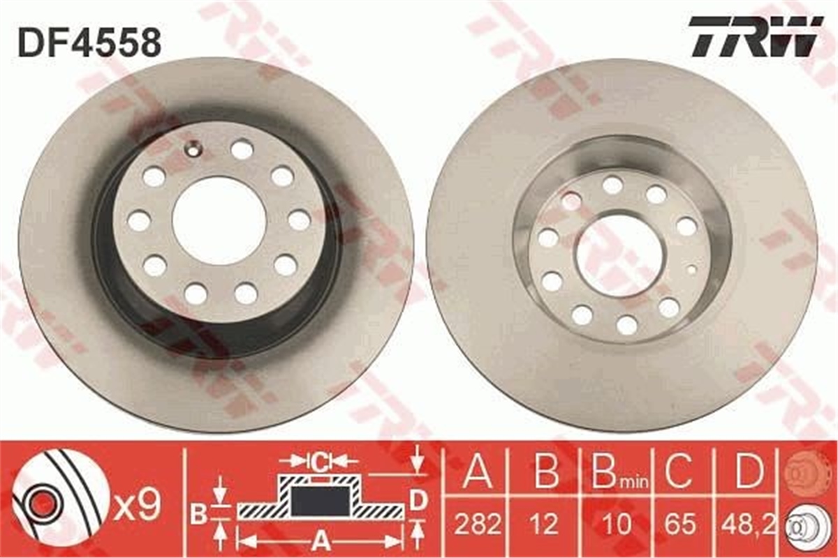 PASSATFREN DİSKİ ARKA 24382 (TAKIM FİYAT) 1K0615601AD VW GOLF5-GOLF6-JETTA-PASSAT-A3-LEON 04-13 BM TRW TRW DF4558TRWTRW DF4558