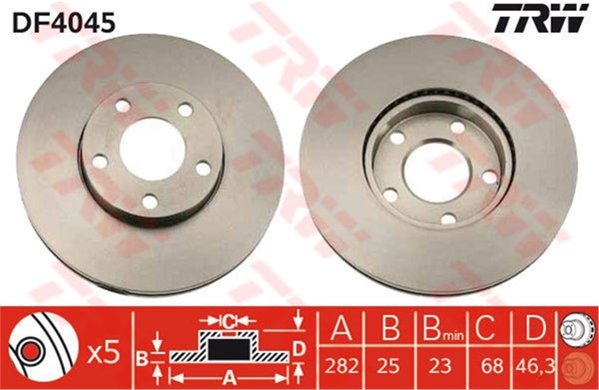 PASSATFREN DİSKİ ÖN 18392 / DDF1014 (TAKIM FIYAT) 8E0615301A VW PASSAT-A4 97- BM TRW TRW DF4045TRWTRW DF4045