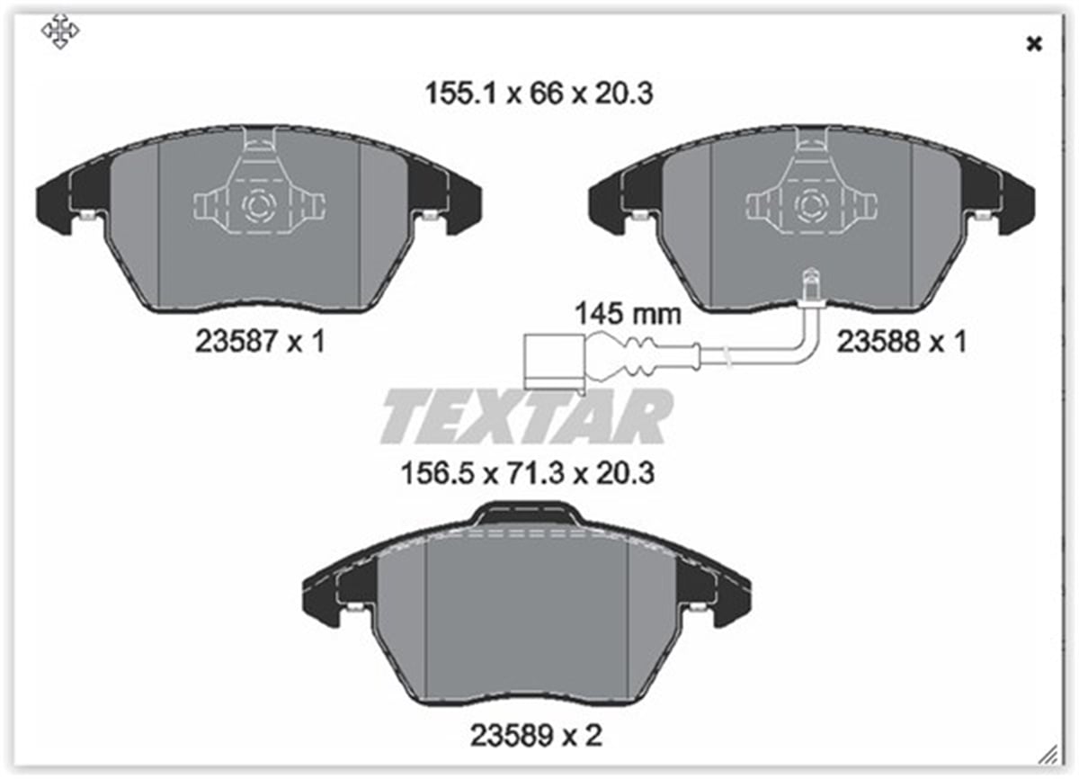 PASSATÖN BALATA FİŞLİ CADDY III 04 GOLF IV V VI 97 JETTA PASSAT 05 POLO 09 OCTAVIA 04 TEXTAR 2358701TEXTARTEXTAR 2358701