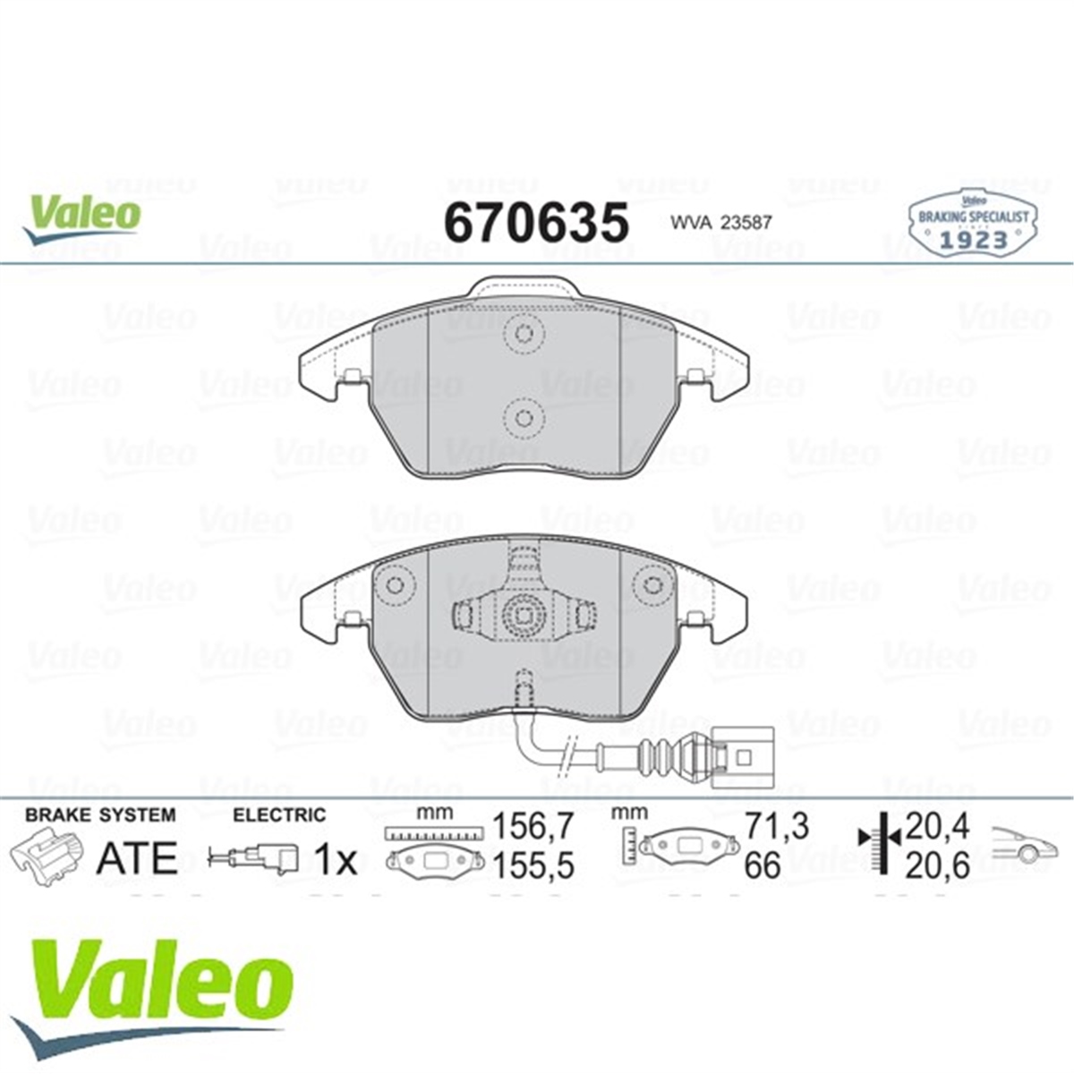 PASSATÖN BALATA FİŞLİ CADDY III 04 GOLF IV V VI 97 JETTA PASSAT 05 POLO 09 OCTAVIA 04 VALEO 670635VALEOVALEO 670635