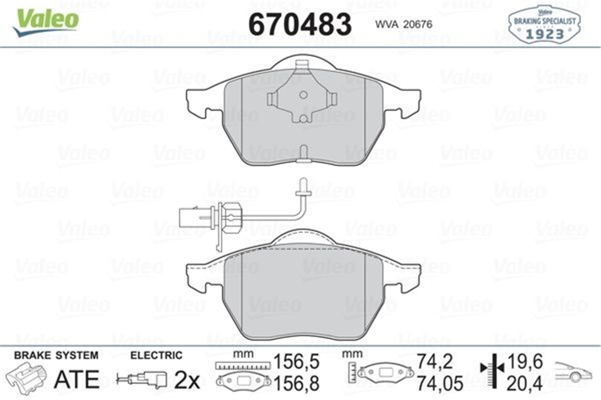 PASSATÖN BALATA FİŞLİ PASSAT 96-01 A6 94-97 100 AVANT 1.8-2.0-2.5-2.6 TDI 16V GDB1049 VALEO 670483VALEOVALEO 670483