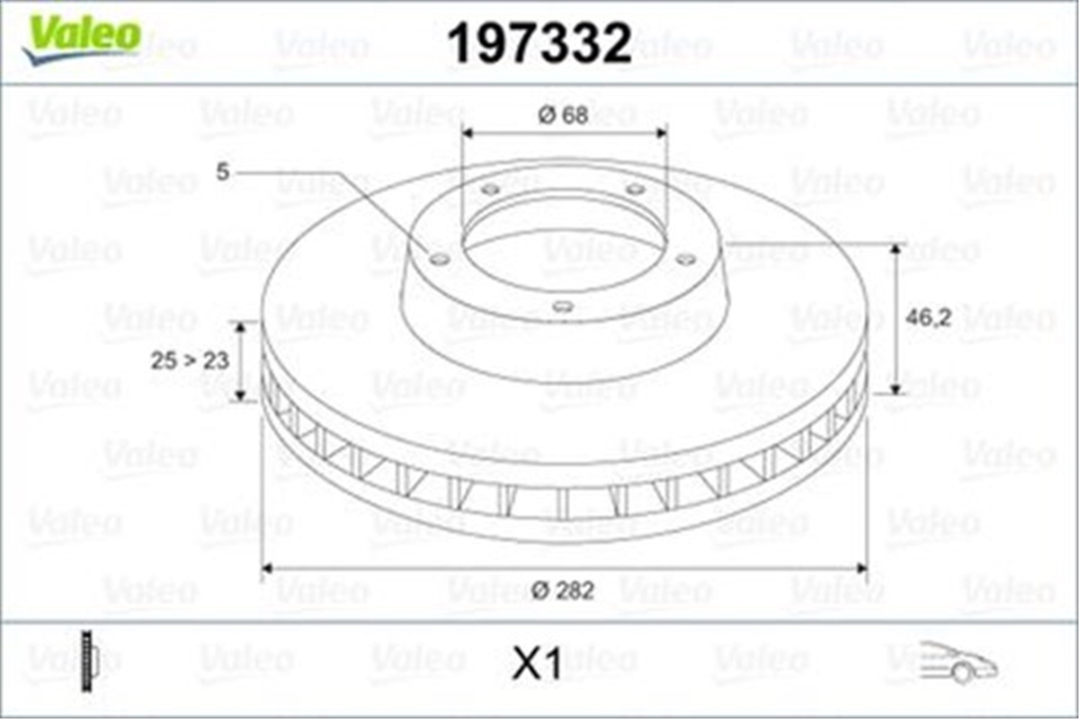 PASSATÖN FREN AYNASI AD PASSAT-VARİANT1.8 T 1.9TDİ 2.3 VR5 2.8 10.96-11.00 282X25X5DLXHAVALI 186 VALEO 197332VALEOVALEO 197332
