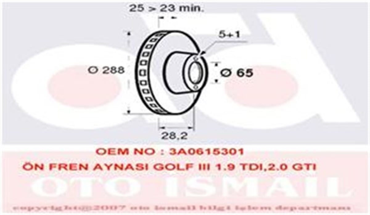 PASSATÖN FREN AYNASI GOLF III-PASSAT 94-96 VENTO 1-98 1.9TDI-2.0GTI 287.85X25X5DLXHAVALI VALEO 186521VALEOVALEO 186521