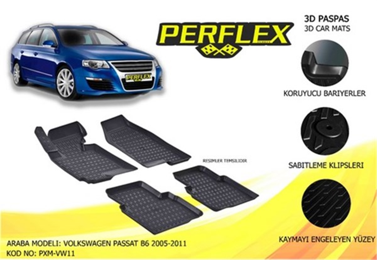 PASSATPASPAS 3D X-MAT HAVUZLU VOLKSWAGEN PASSAT B6 05-11 SİYAH PERFLEX PXM-VW11PERFLEXPERFLEX PXM-VW11