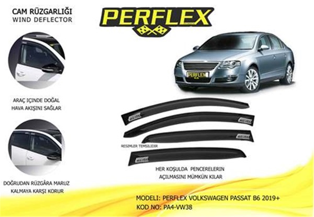 PASSATPERFLEX V2 CAM RÜZGARLIKLARI VOLKSWAGEN PASSAT B6 2019 4 PCS PERFLEX PA4-VW38PERFLEXPERFLEX PA4-VW38