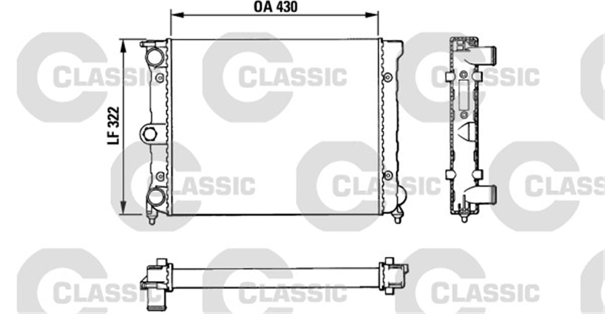 PASSATRADYATOR CLASSIC GOLF I-II 74-92 -JETTA I-II 78-91 -PASSAT 80 POLO 82-94 -SANTANA MEK 34X322X4 VALEO 383819VALEOVALEO 383819