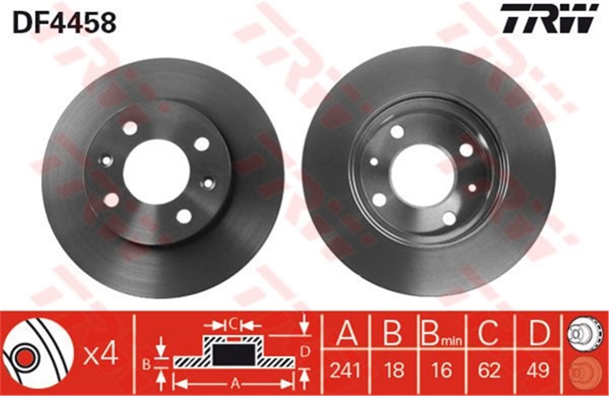 PICANTOÖN FREN AYNASI HAVALI PICANTO 1.0-1.1 04-04 İ10-İ20 08 TRW DF4458TRWTRW DF4458