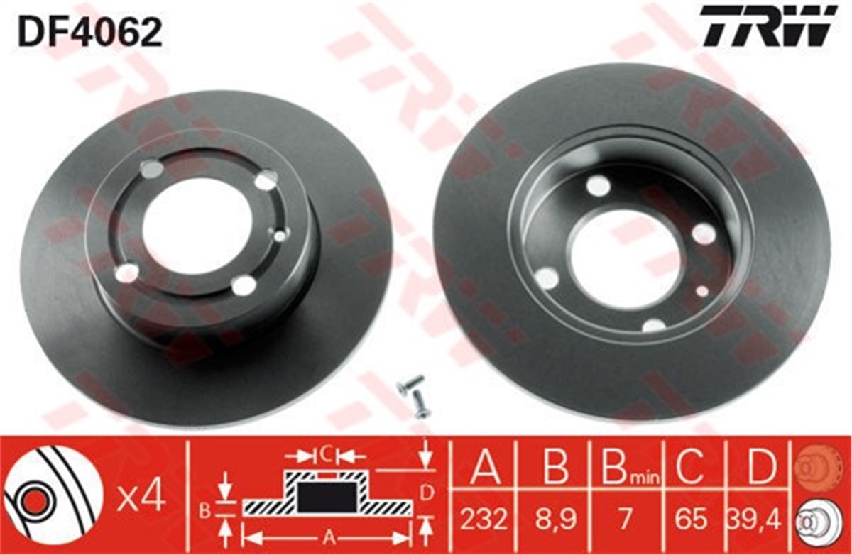 POLOFREN DİSKİ ARKA 22876 / DDF1233 6N0615601B VW POLO-CLASSİC 99- BM TRW TRW DF4062TRWTRW DF4062