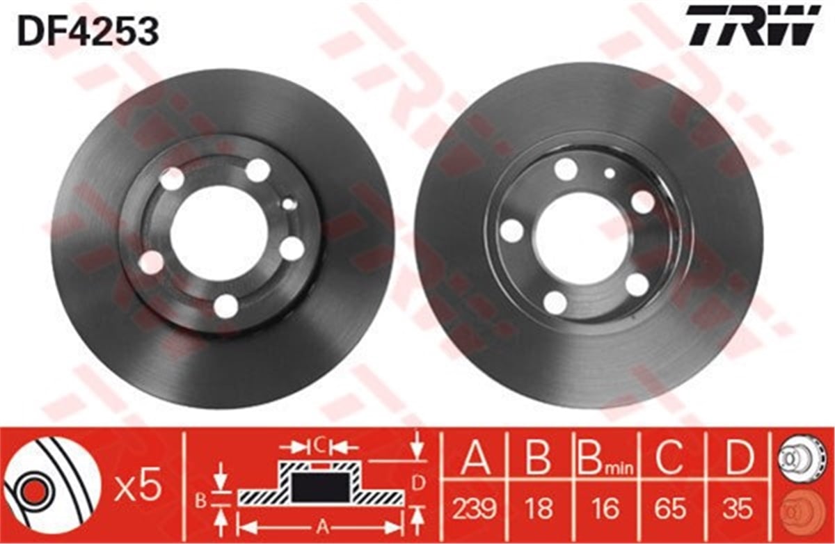POLOFREN DİSKİ ÖN 22874 / DDF1164 (TAKIM FIYAT) 6Q0615301 VW POLO-CORDOBA-FABIA 01- BM TRW TRW DF4253TRWTRW DF4253