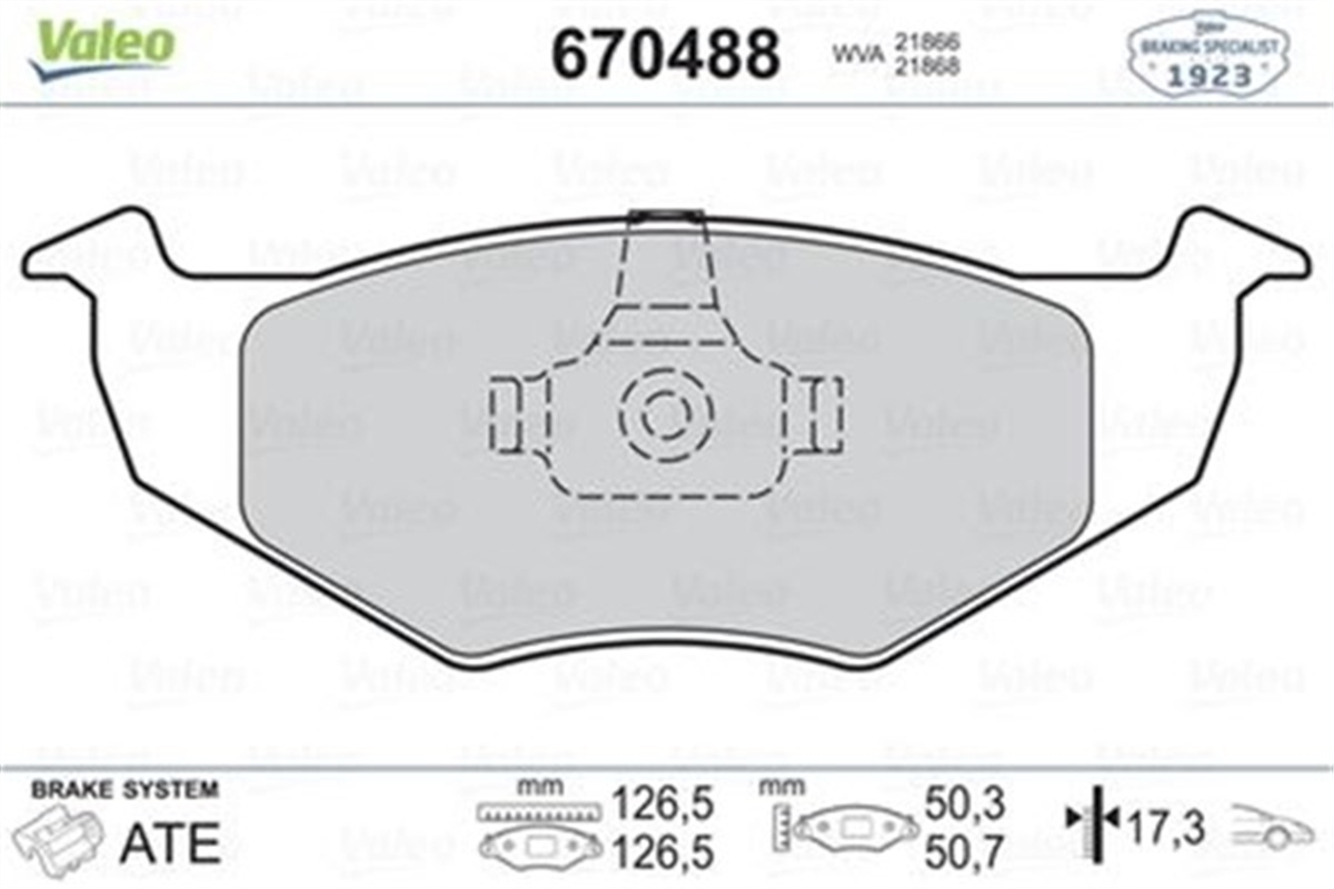 POLOÖN BALATA POLO 95-01 FABIA 02-14 CORDOBA 98-05 GDB1274 17.30 MM VALEO 670488VALEOVALEO 670488