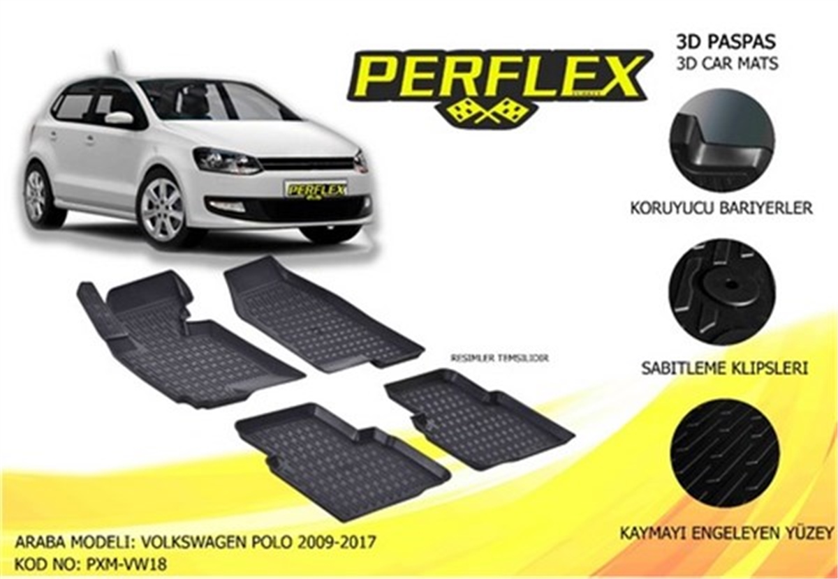 POLOPASPAS 3D X-MAT HAVUZLU VOLKSWAGEN POLO 09-17 SİYAH PERFLEX PXM-VW18PERFLEXPERFLEX PXM-VW18
