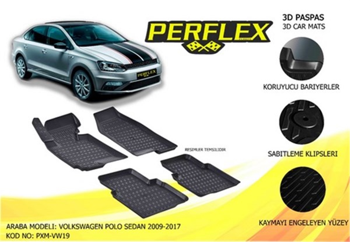 POLOPASPAS 3D X-MAT HAVUZLU VOLKSWAGEN POLO SEDAN 11 SİYAH PERFLEX PXM-VW19PERFLEXPERFLEX PXM-VW19