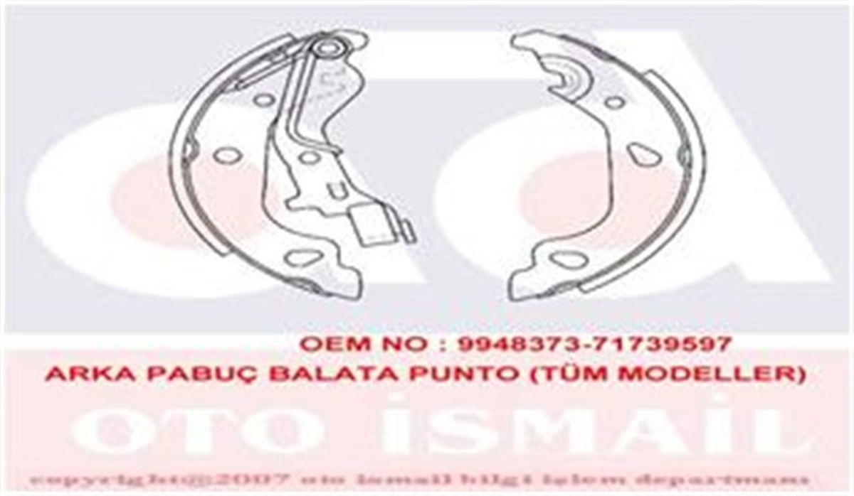 PUNTOARKA PABUÇ BALATA PUNTO 1.2 1.3JTD 1.9JTD 99 03 GRANDE PUNTO 1.3D 08 TÜM MODELLER 180X32 TRW GS8687TRWTRW GS8687
