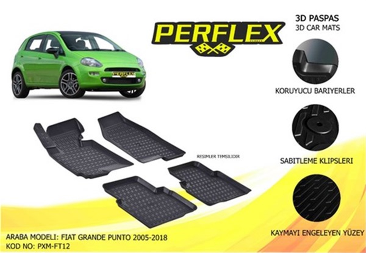 PUNTOPASPAS 3D X-MAT HAVUZLU FIAT GRANDE PUNTO 06 SİYAH PERFLEX PXM-FT12PERFLEXPERFLEX PXM-FT12