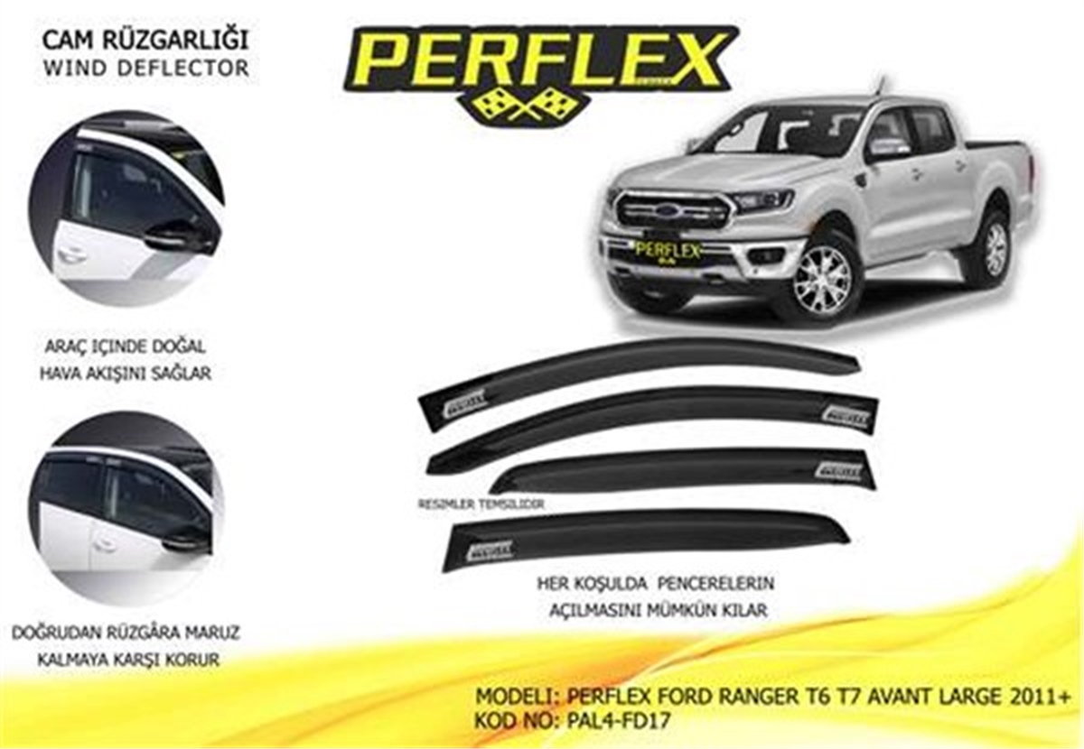 RANGERCAM RÜZGARLIĞI FORD RANGER T6 T7 AVANT LARGE 2011 4 LÜ PERFLEX PAL4-FD17PERFLEXPERFLEX PAL4-FD17