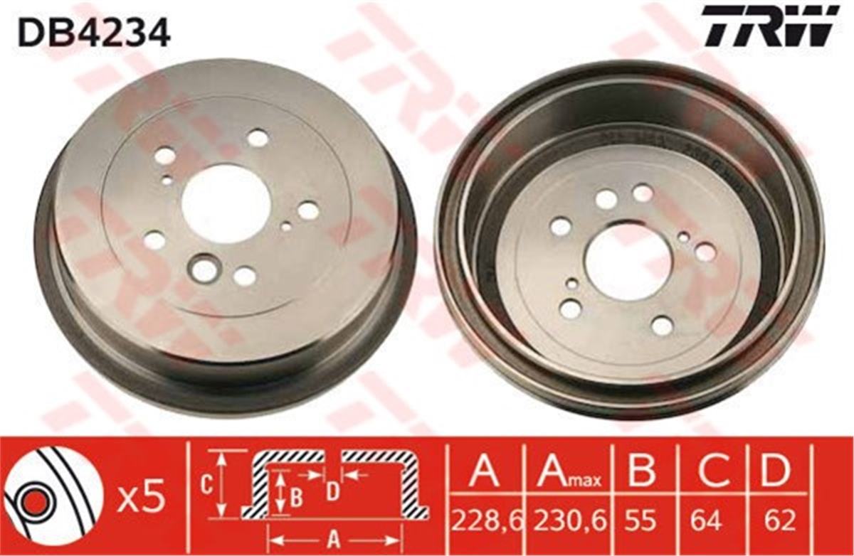RAV 4FREN KAMPANASI ARKA RAV 4 I 2.0 16V-CABRIO 2.0 16V 94-00 RAV 4 II 1.8 VVTI-2.0 D-4D 4WD-2.0 VVTI 4WD TRW DB4234TRWTRW DB4234
