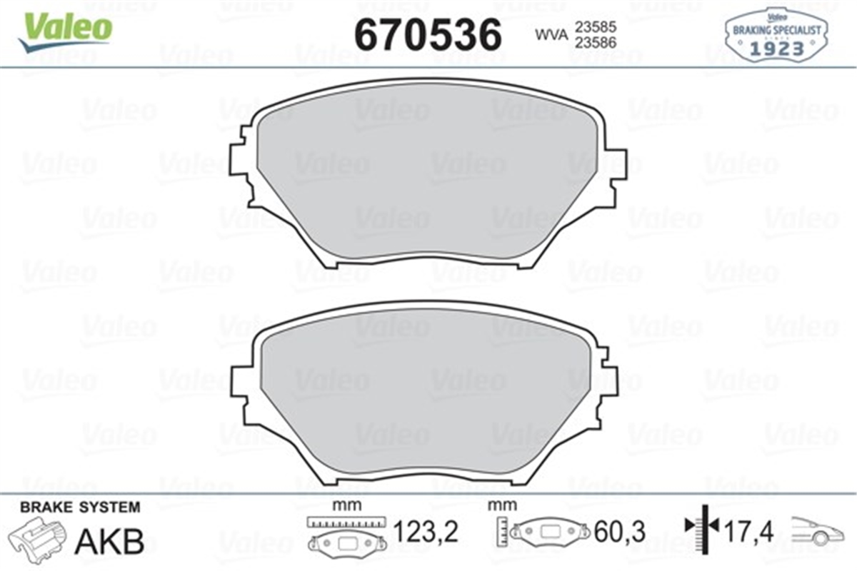 RAV 4ÖN BALATA RAV 4 II 1.8 VVTI-2.0VVTI-2.0 D-4D 4WD 00 11.05 VALEO 670536VALEOVALEO 670536