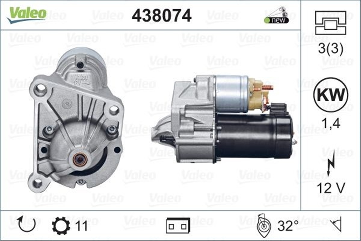 RENAULTMARŞ MOTORU RENAULT VALEO 438074VALEOVALEO 438074