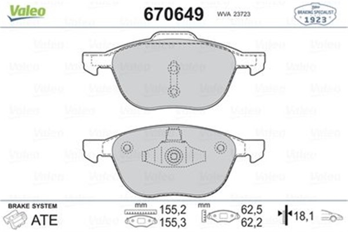 S40ÖN BALATA FOCUS 04 07 14 CMAX 1.6 TDCI 03 07 11 VOLVO S40 04 V50 04 C30 V70 MAZDA 3 5 VALEO 670649VALEOVALEO 670649
