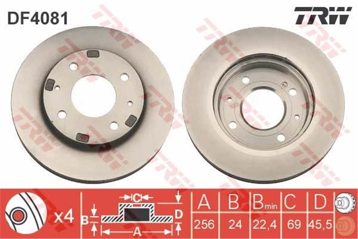 S40ÖN FREN AYNASI HAVALI CARISMA 1.8I-VOLVO S40-V40 1.6I 16V-1.8 16V-1.9TD-2.0 16V-2.0T 95 TRW DF4081TRWTRW DF4081