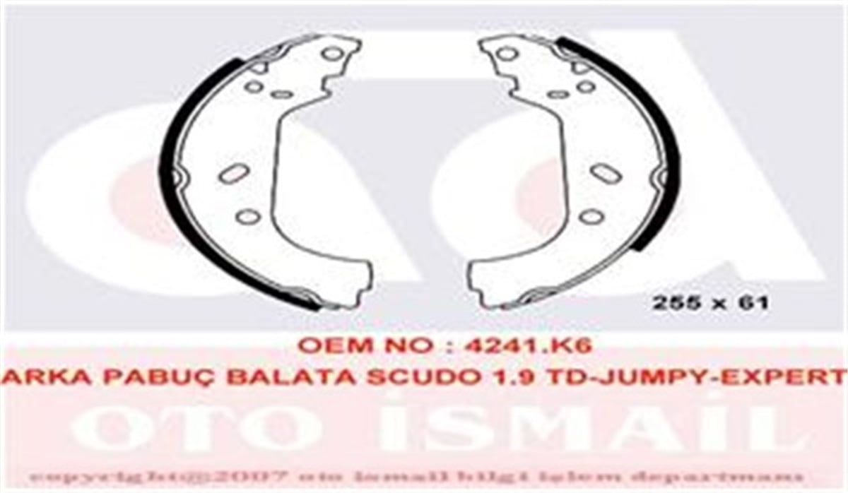 SCUDOARKA PABUÇ BALATA JUMPY 95-00 EVASION 94-02 SCUDO 99-06 EXPERT 96 255X60 VALEO 562552VALEOVALEO 562552
