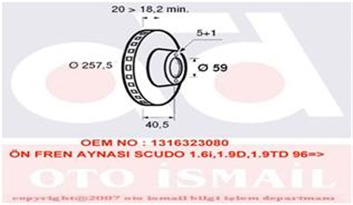 SCUDOÖN FREN AYNASI EXPERT 96 JUMPY 95 SCUDO 96 ULYSSE 97 806 94 1.6İ-1.9D 2.0HDİ 257.5X20X5DLXHAVALI VALEO 186589VALEOVALEO 186589