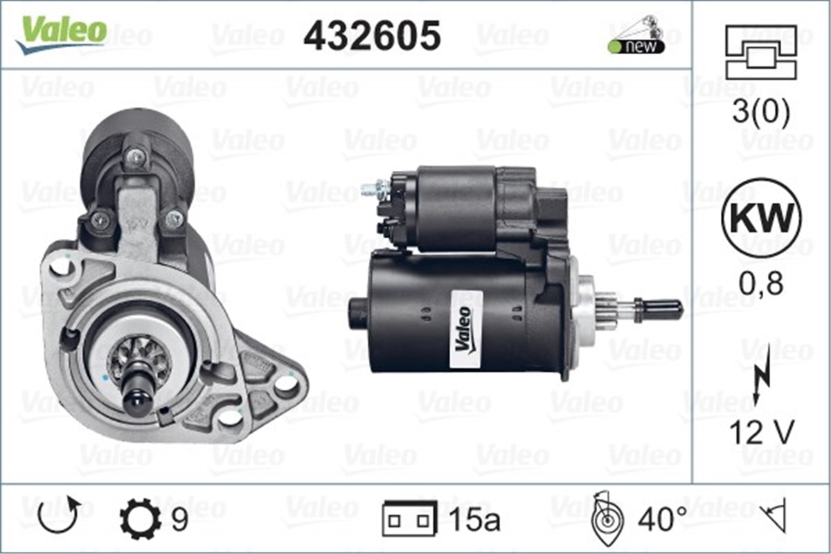 SEATMARŞ MOTORU D9E 140 SEAT VALEO 432605VALEOVALEO 432605