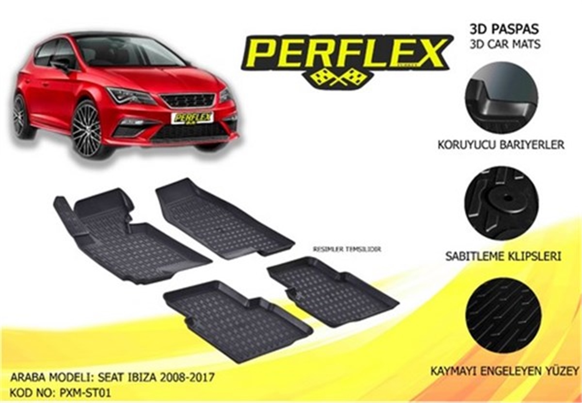SEATPASPAS 3D X-MAT HAVUZLU SEAT IBIZA 08 SİYAH PERFLEX PXM-ST01PERFLEXPERFLEX PXM-ST01