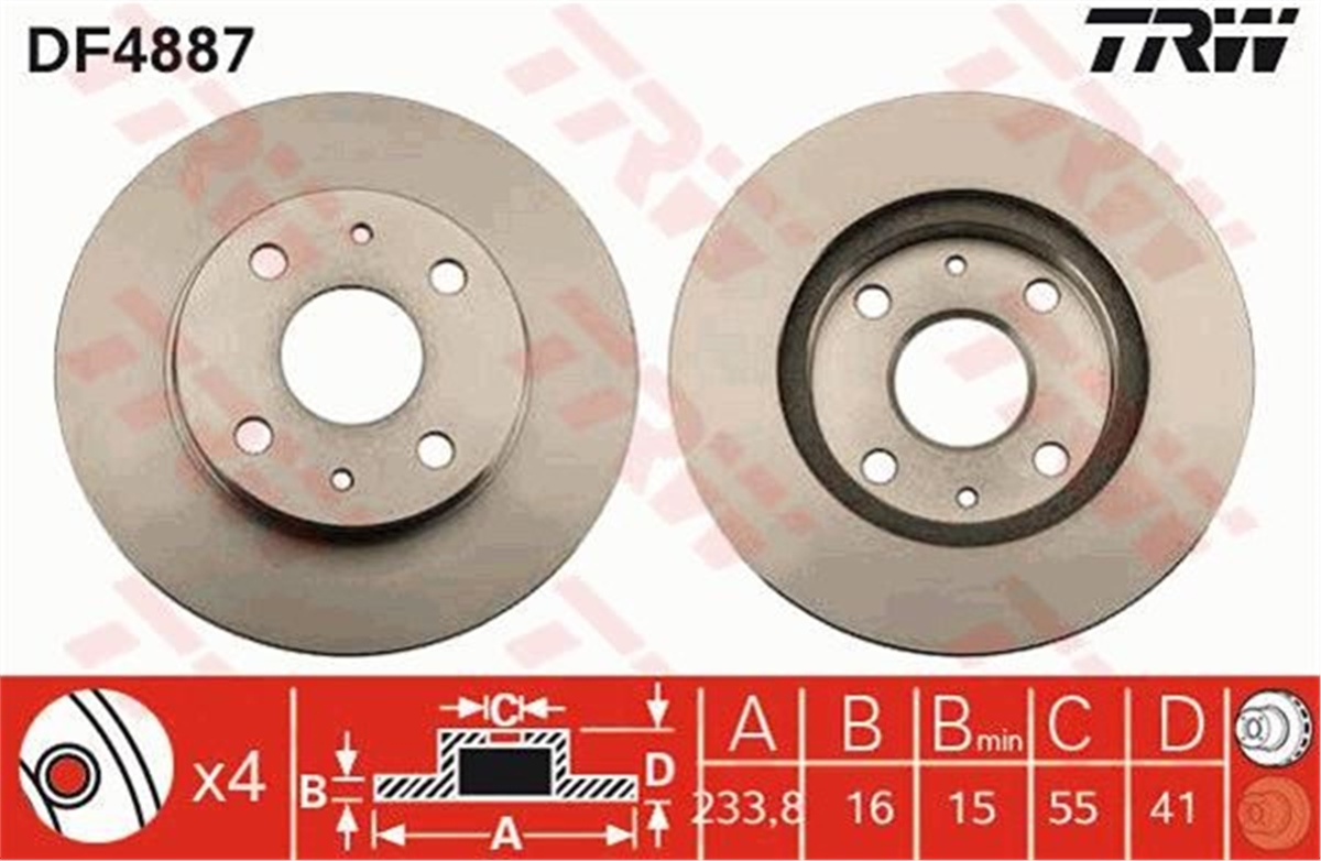 SIRIONÖN FREN DİSKİ CUORE VI-VII-SIRION 4351297202000-43512B1050 TRW DF4887TRWTRW DF4887