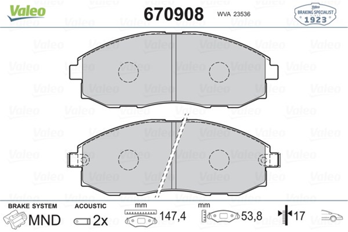STAREXÖN BALATA STAREX 2.4I-2.5D 97 2.4I-2.5TCI-2.5 CRDI 98 H1 2.4 MPI 4WD-2.5 D-TD-2.5 TCI-2.5 CRDI 9 VALEO 670908VALEOVALEO 670908