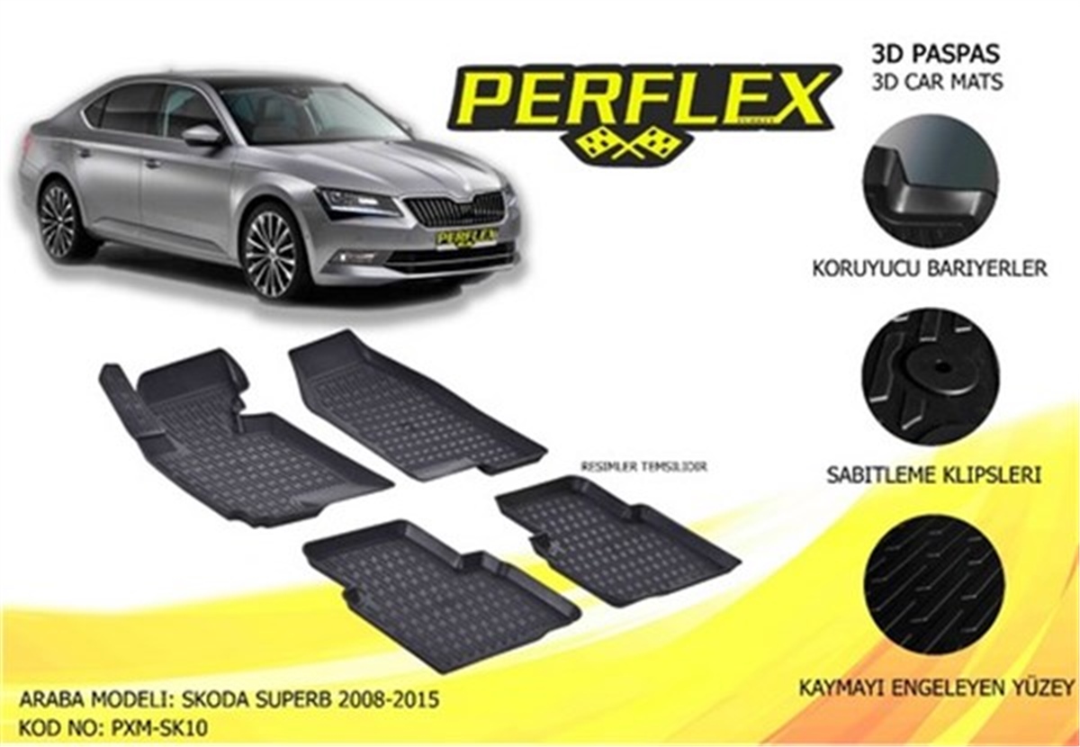 SUPERBPASPAS 3D X-MAT HAVUZLU SKODA SUPERB 08-15 SİYAH PERFLEX PXM-SK10PERFLEXPERFLEX PXM-SK10