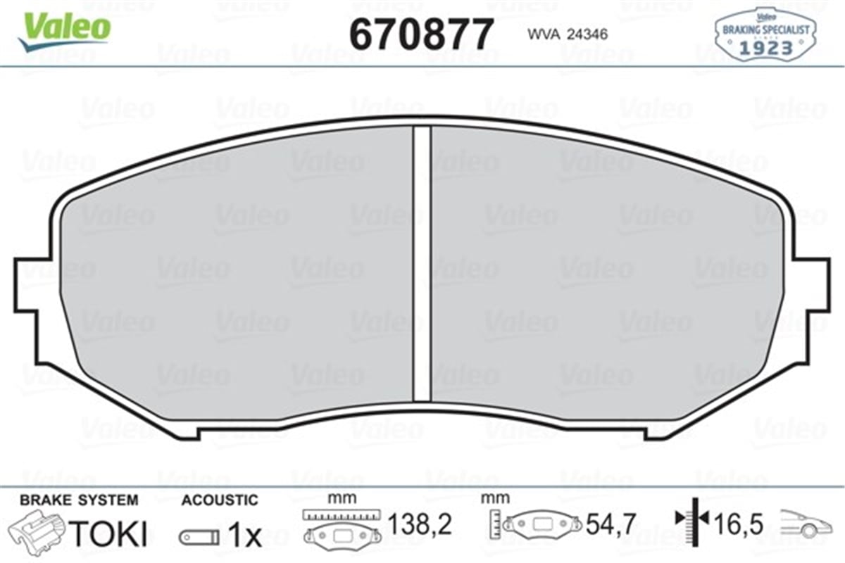 SUZUKIÖN BALATA SUZUKI GRAND VITARA 1.6 98-03 1.6 05 2.0 05 2.7 01-03 2.4 09 VALEO 670877VALEOVALEO 670877