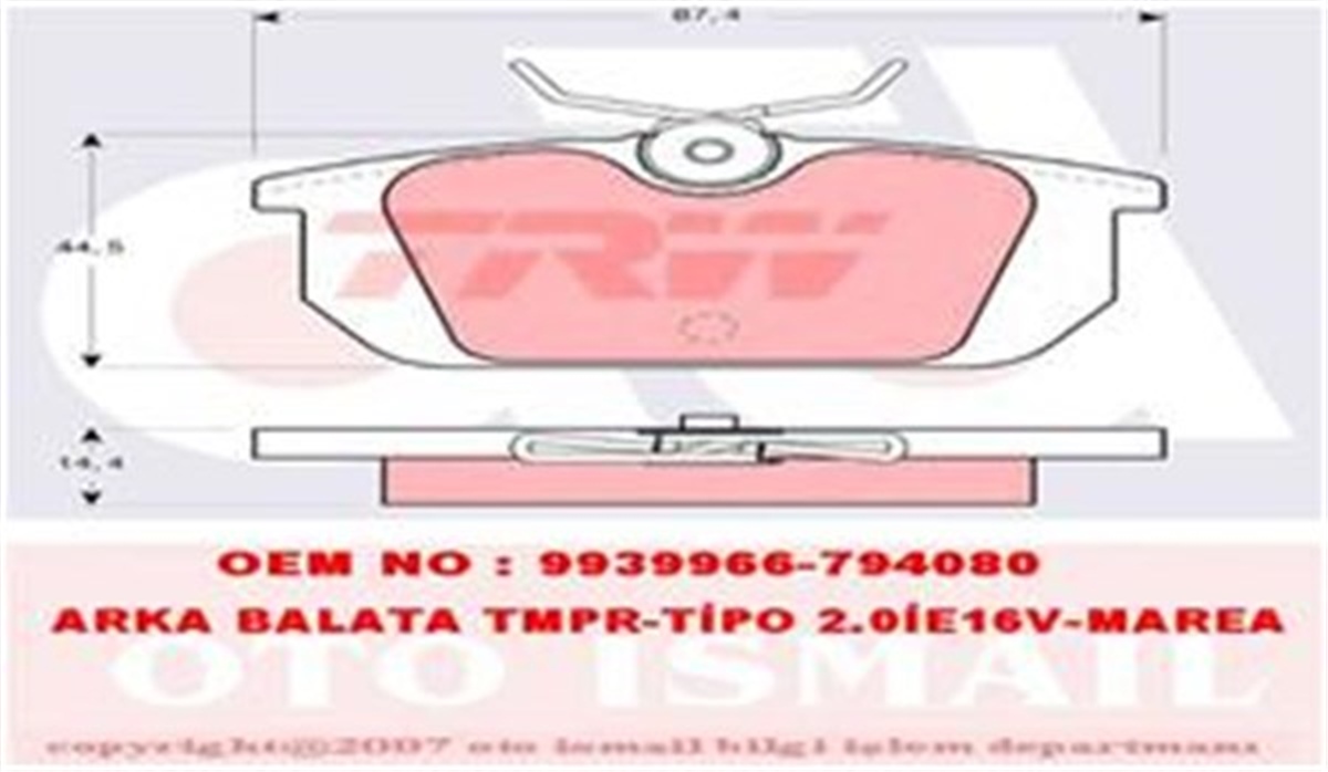 TEMPRAARKA BALATA TEMPRA-TIPO 2000İE PUNTO ALFA 33-145-146-155 TRW GDB466TRWTRW GDB466