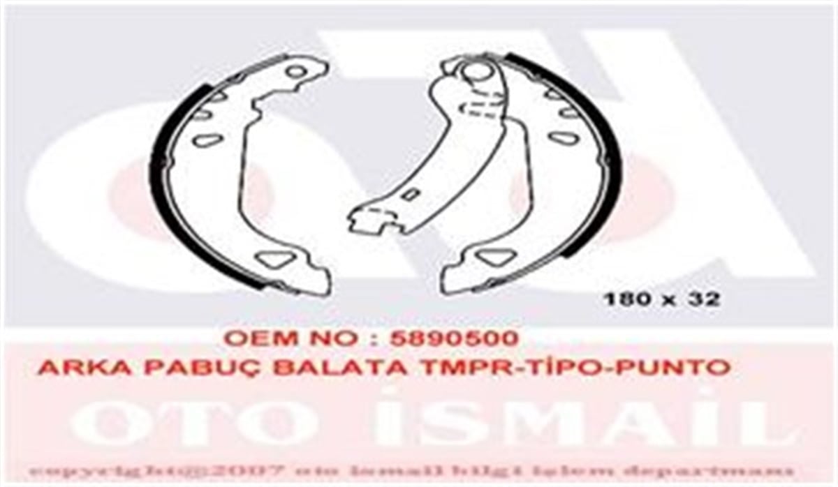 TEMPRAARKA PABUÇ BALATA TEMPRA 1.4 1.6 90-96 TIPO 1.4 1.6 1.9 89-95 PUNTO 1.2 1.6 1.7D 94-99 180X32 VALEO 562061VALEOVALEO 562061