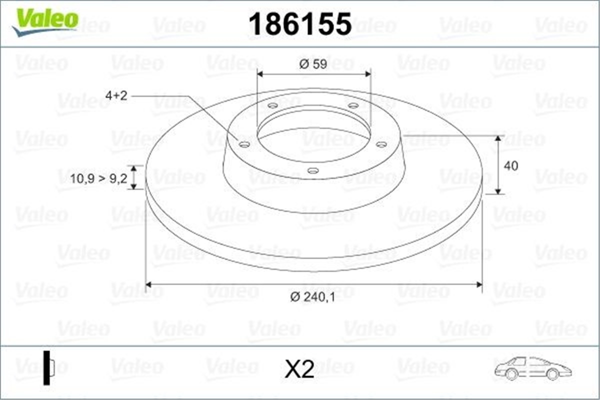 TEMPRAÖN FREN AYNASI TEMPRA 2.0-TIPO -FIAT 500 07 PUNTO 1.9JTD 03 PANDA 03 ALFA-33-145-146-155 240.5X10.9X4DL VALEO 186155VALEOVALEO 186155