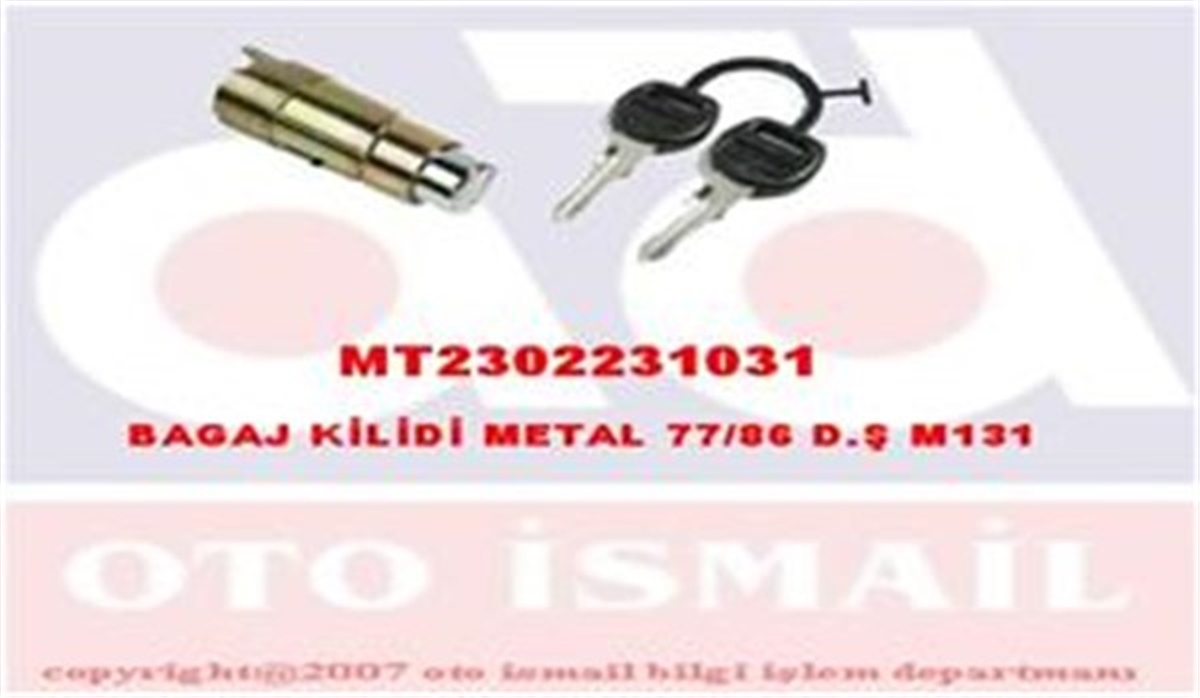 TOFAŞBAGAJ KİLİDİ METAL 77-86 D.Ş M131 MITA 02231031MITAMITA 02231031