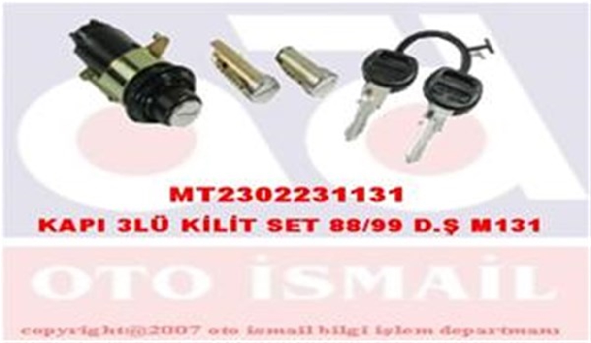 TOFAŞKAPI 3LÜ KİLİT SET 88-99 D.Ş M131 MITA 02231131MITAMITA 02231131