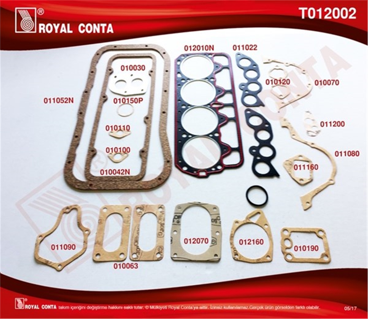 TOFAŞMOTOR TAKIM CONTA KEÇESİZ M131 DKŞ 1600 ROYAL T012002ROYALROYAL T012002