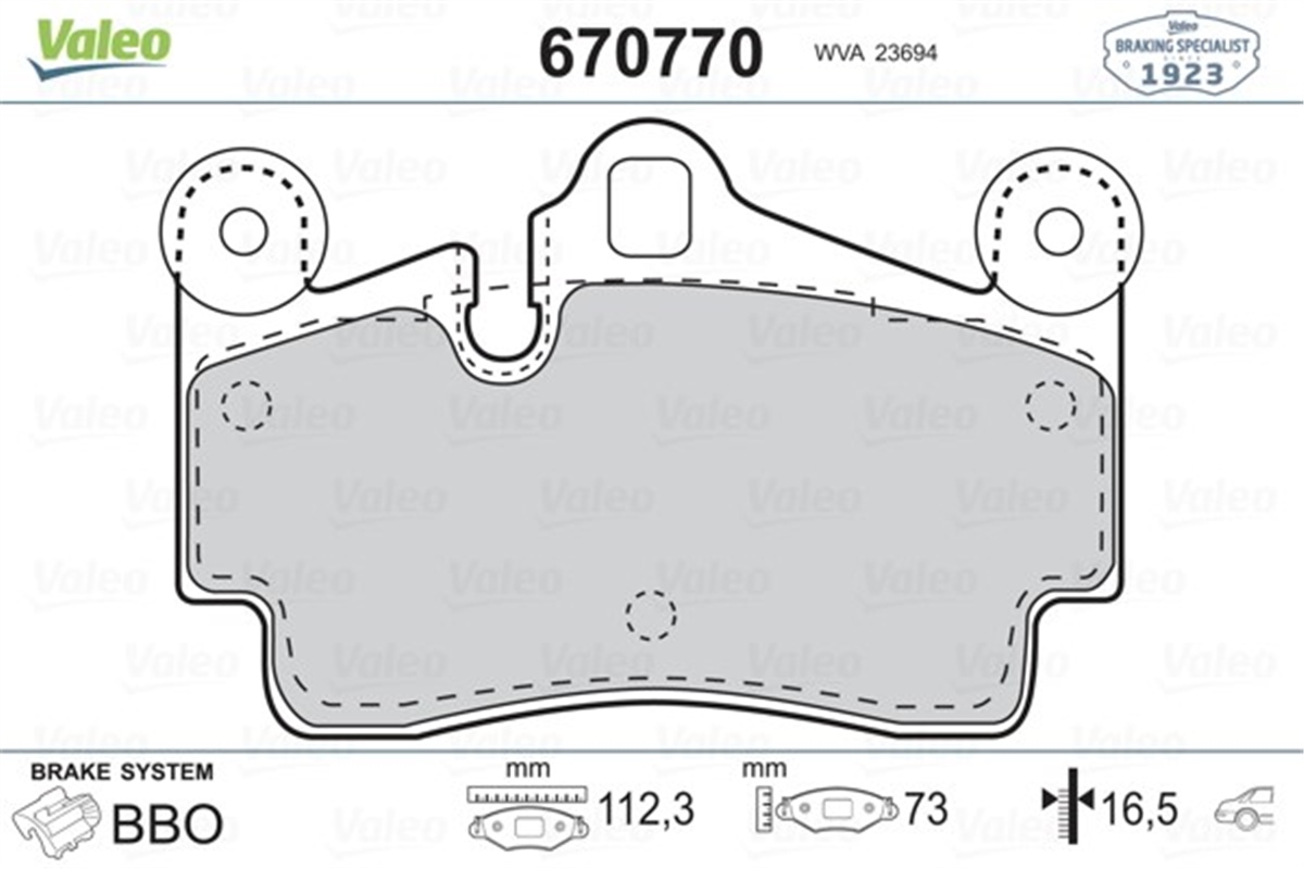 TOUAREGARKA BALATA TOUAREG 02-10 CAYENNE 02-10 Q7 06-11 112X73 GDB1549 VALEO 670770VALEOVALEO 670770