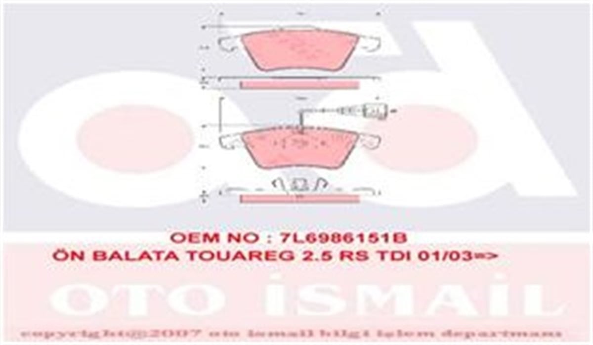 TOUAREGFREN BALATASI ÖN FDB1826 7L6698151B VW TOUAREG 04- BAC 2,5 TDİ TRW TRW GDB1651TRWTRW GDB1651